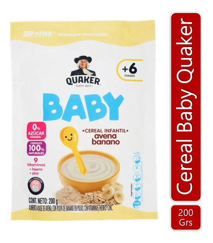 Cereal Infantil Baby Quaker Avena- Banano 200grs.