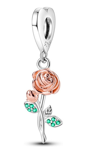 Dije Charm Flor Rosa Plata 925