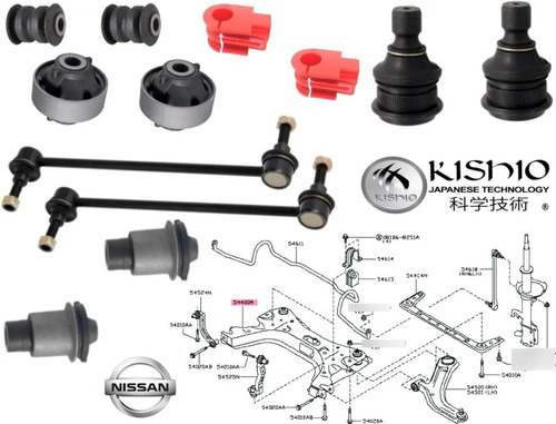 2 Rotula 4 Buje 2 Goma 2 Estabilizad Nissan Tiida 06-18