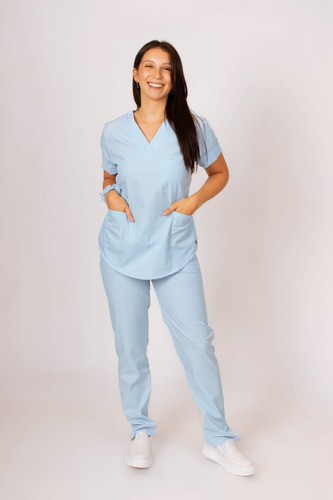 Conjunto Ambo De Algodón Celeste Liso 1