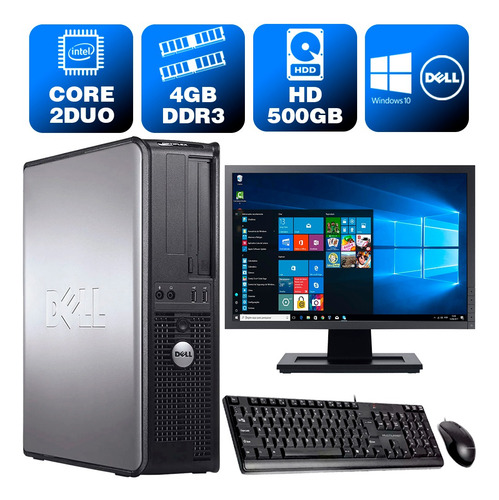 Imagem 1 de 5 de Cpu Barato Dell Optiplex Int C2duo 4gb Ddr3 500gb Mon17w