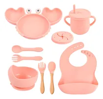 Comprar Set De Alimentación Para Bebe 9 Piezas, Platos De Silicona