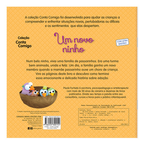 Conta Comigo - Um Novo Ninho, De Paula Furtado., Vol. 1. Editorial Girassol, Capa Mole Em Português, 2023