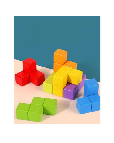 Juguete Cubo Blocks+25 Tarjetas Dobles Figuras Geometricas