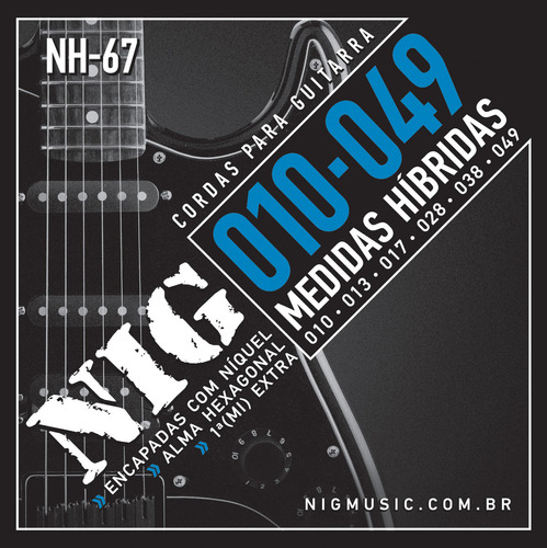 Encordoamento Nig Nh-67 Híbrida 010 049 P Guitarra Elétrica