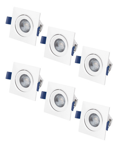 Luminarios Cuadrado Empotrables 5w Pack 6 Aksi Luz Blanca Color Blanco