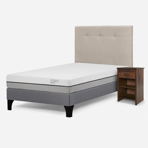 Cama Pratta 1,5 Plazas + Respaldo New Bennet+velador Maurice