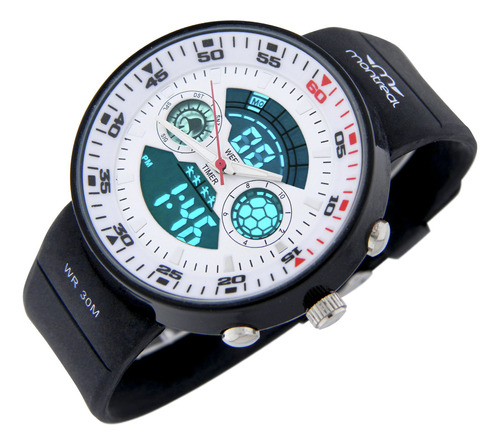 Reloj Montreal Hombre Ml1628 Ana-digi Luz Alarma Cronómetro Color de la malla Negro Color del bisel Negro Color del fondo Blanco