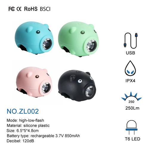 Bicicleta Recarregável Super Cute Kids Anime Piggy Usb Na Fr