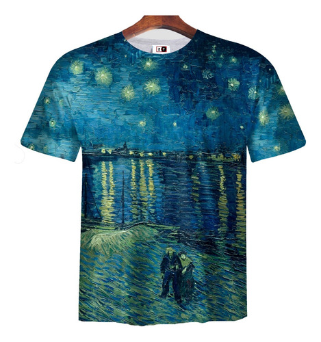 Remera Zt-1158-van Gogh 10 Noche Estrellada Sobre El Rodano