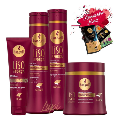 Kit Haskell Liso Com Força Sh Cond Máscara 500g Finalizador