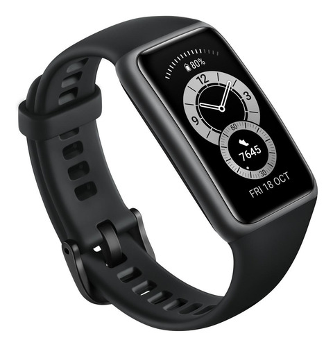 Imagen 3 de 4 de Huawei Band 6 1.47" caja de polímero dark gray malla graphite black de silicona FRA-B19
