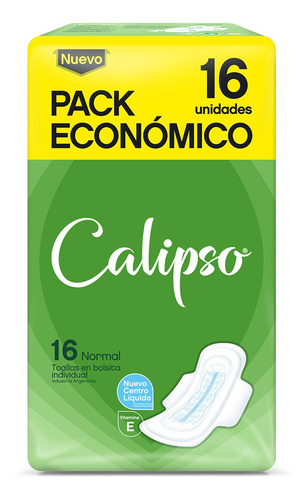 Imagen 2 de 2 de Toallitas Femeninas Calipso Normal Con Gel Y Vit. E X16 Un