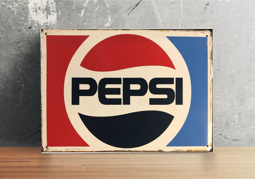 Cartel Pepsi Cola Años 80 Logo Vintage 20x30 Chapa Aluminio