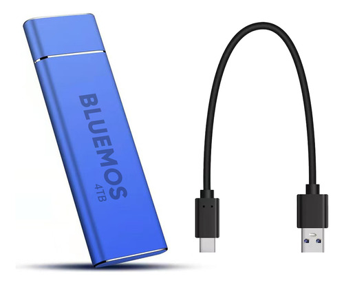 Disco Duro De Memoria Externa Portátil 4 Tb Ssd 4 Tb Color Azul Bluemos Ssd Móvil De Alta Velocidad Ssd 4tb Color Azul