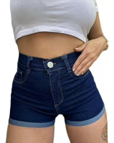 Short Elastizado Color Azul De Mujer 