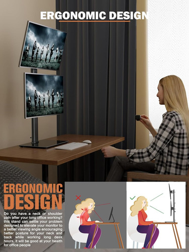 Soporte Para Monitor Dualpantalla Vertical Apilable, Elevado