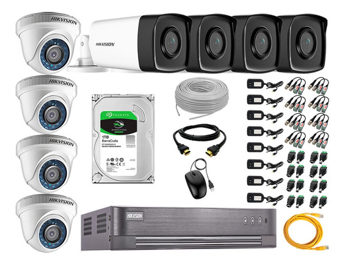 Kit 8 Cámaras De Seguridad It3f Hikvision Full Hd 1tb 40m Ir