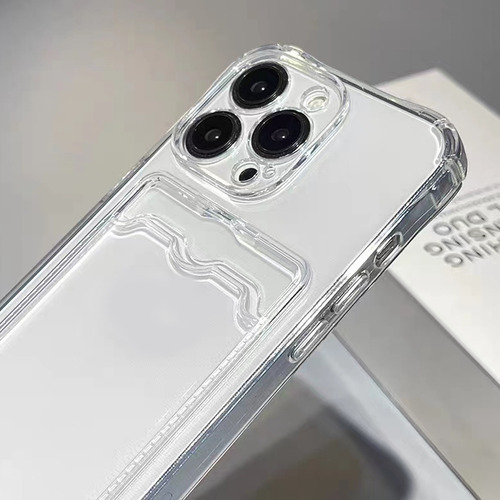 Shockproof Silicone Clear Case For iPhone 15 14 13 12 Mini 11 Pro Xs Max X Xr 6 6s 7 8 Plus Protection Back Card Pocket