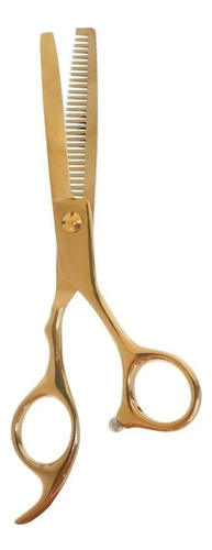 Kit Tijera Filo Navaja + Pulir Barber Peluqueria 6 Dorado Cs