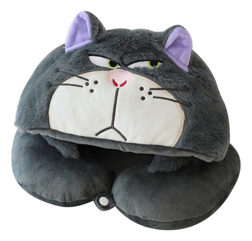 Almohada Protectora De Cuello Lucifer Cat Travel + Pantuflas