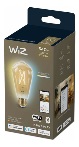 Imagen 2 de 7 de Amp Wiz Wi-fi Filamento Ambar Gold E27 St64 Cálido/frio