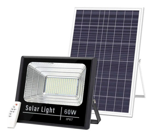 Refletor Solar Led Holofote 60w + Placa Solar Prova D'água Cor da luz Branco-frio