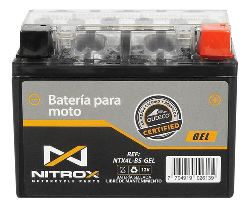 Batería Nitrox Gel  Moto Honda Cb 110 - Cb 125 F