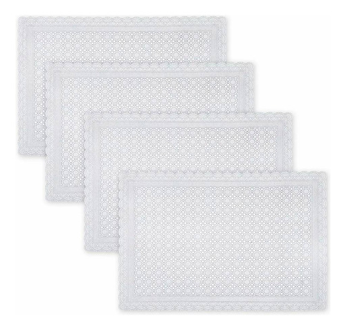 Kit 4 Toalha De Geladeira Individual Pvc 35x53 Branco Renda Liso