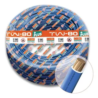 Cable Indeco Tw-80 Plus 450/750v 12awg Azul 100mtrs