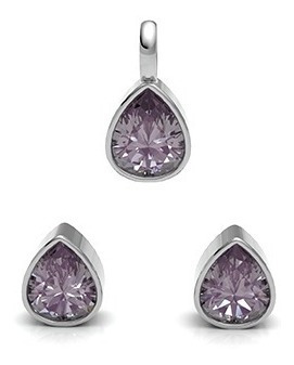 Imagen 2 de 10 de Collar Set Dije Aretes Y Cadena De Plata 925 Zirconia Agálea