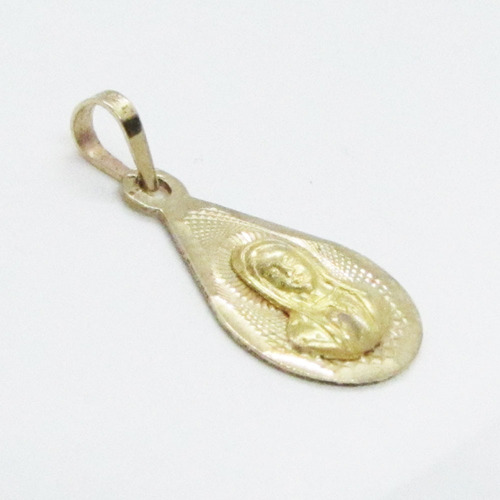 Medalla Oro 10k Forma Pera Busto Virgen De Guadalupe