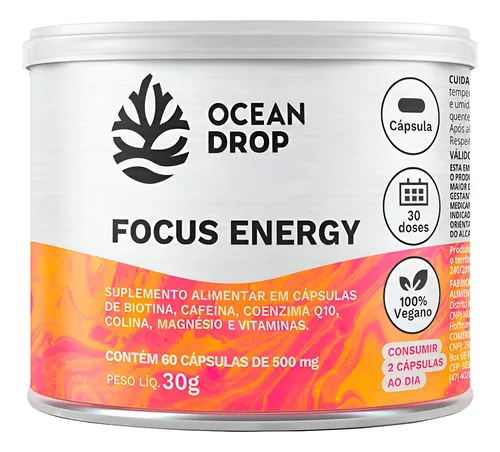 Ocean Drop Focus Energy Ocean Drop Coenzima Q10 Magnésio Cafeína Colina Focus Ene