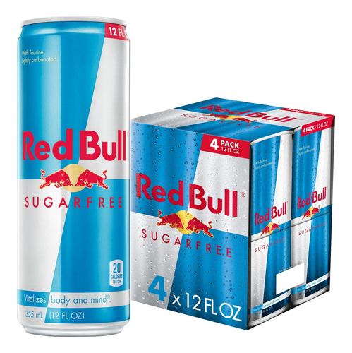 Red Bull Energy Drink Sin Azúcar, Sin Azúcar, 12 Onzas Líqui