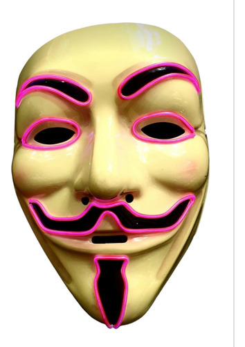 Máscara Anonymous V De Venganza Luz Led Plástica Importada
