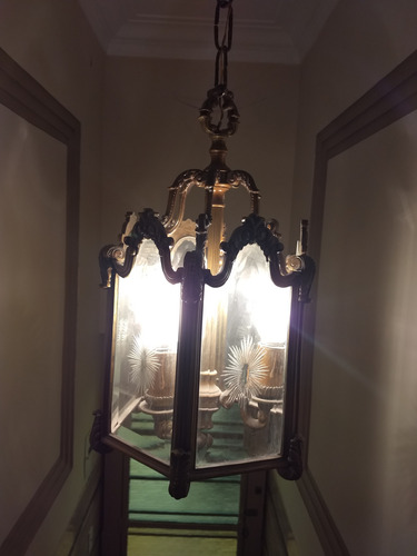 Antiguo Farol Enorme De Bronce 6 Caras 3 Luces Año 1930 (Usado)