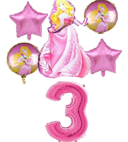 Set Globos Princesa Disney La Bella Durmiente Aurora 13 Pcs