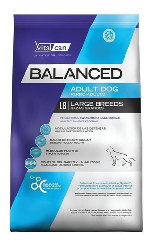 Alimento Vitalcan Balanced Perro Adulto De Raza Grande 15 kg