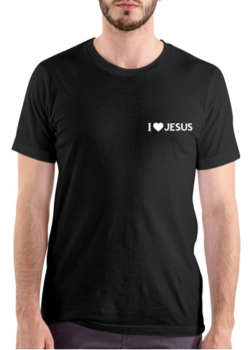 Playera Negra Moda Casual Hombre Diseño I Love Jesus