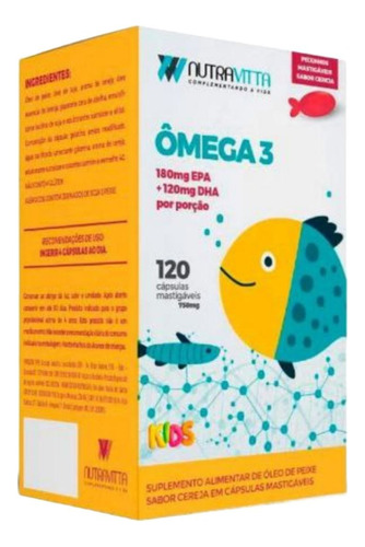 Omega 3 Infantil Kids C/120 Cápsulas Masticables 