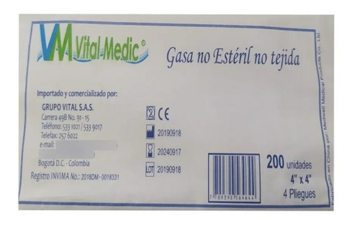 Imagen 1 de 1 de Gasa No Estéril X 200 Unds
