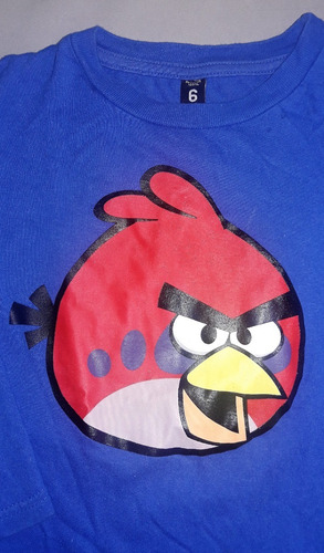 Imagen 2 de 2 de Remera Manga Larga Angry Birds Niños Talle 6 Azul Francia