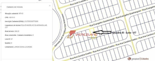 Imagem 2 de 2 de Terreno À Venda, 209 M² Por R$ 87.500,00 - Jardim Dona Lourdes - Piracicaba/sp - Te0818
