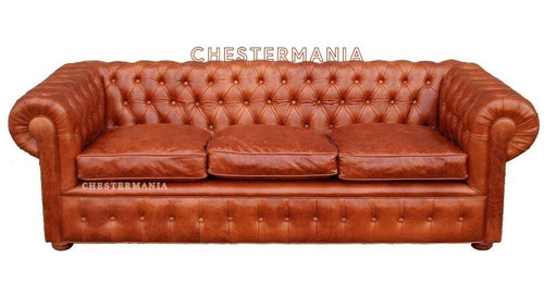 Sofa Chester Sillon Chesterfield De Cuero Vacuno Original