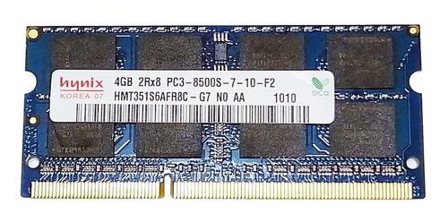Imagen 1 de 1 de Memoria Ram 4gb Ddr3 Hynix Pc3 8500 1066 Mhz Sodimm Laptop