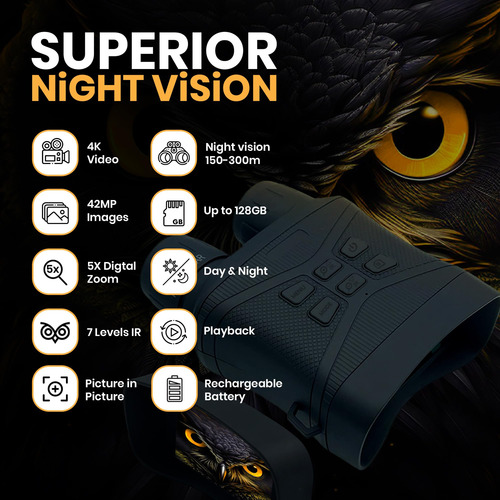 M. A. C. Gafas Visión Nocturna 42mp 4k 5x Hd