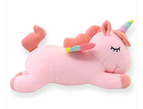 Peluche Unicornio Rosa , Acostado .