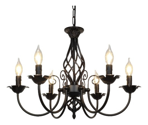 Candelabro Candiles Colgantes Negro Rustico Industrial 5 Luz