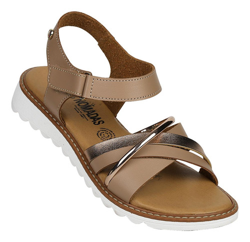 Sandalia Moda Mujer Nomadas Beige 03203609 Tacto Piel