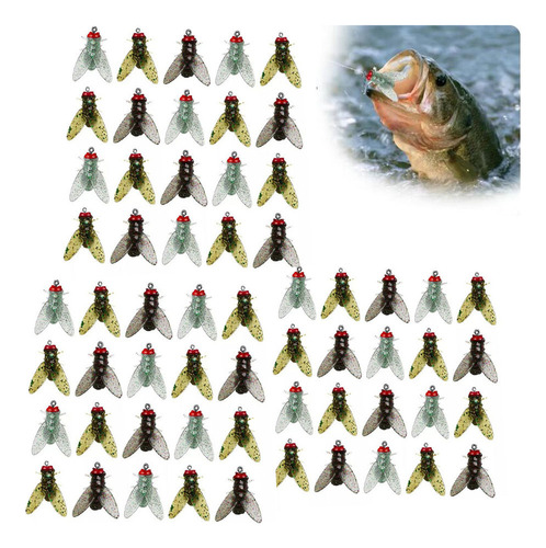 Ha 60 Cebos Suaves Biónicos Para Pesca Con Mosca, Anzuelo